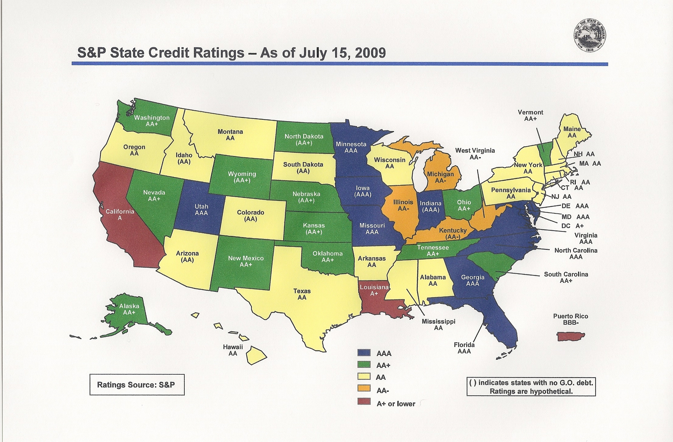 Standar and Poor's State Bond Ratings 2009