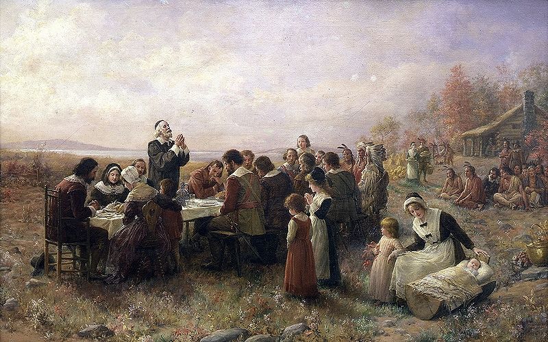 FIRST THANKSGIVING IN PLYMOUTH - Brownscombe