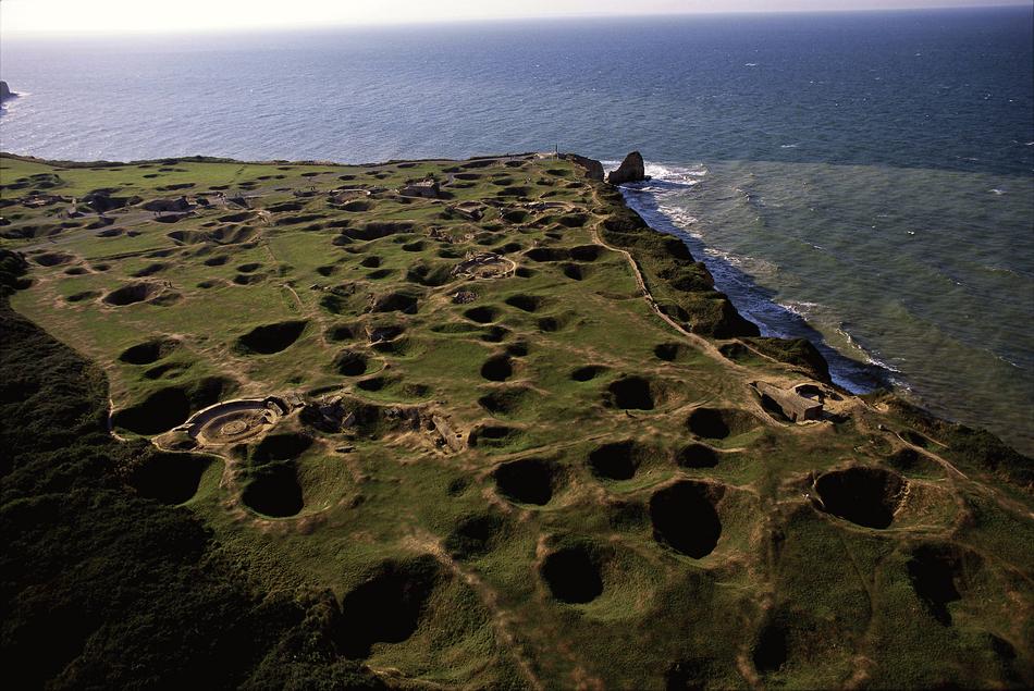 THE SHELLED LANDSCAPE ABOVE POINTE-DU-HOC-OMAHA-BEACH NORMANDY-FRANCE