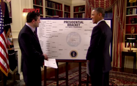 President Obama at the Height of the Libyan Crisis reviews his basketball picks