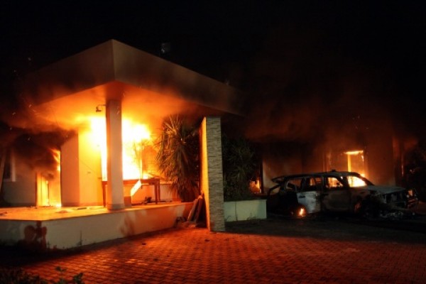 BENGHAZI ATTACK BURNING VILLA  by EPA-BGNES1